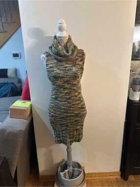 Hot & Delicious Multicolor Marled Knit Cowl Neck Sweater in Green Tones